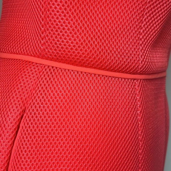 RACHEL Rachel Roy Hot Coral Halter Mesh Scuba Pleated Mini Dress Size Medium EUC - Picture 5 of 8